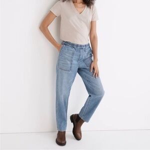 New Madewell Tall Pull On Relaxed Jeans Beswick Wash